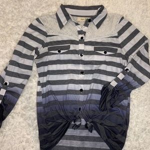 Ombré and Striped Button Down Top